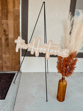 Load image into Gallery viewer, layered wooden last name wedding sign
