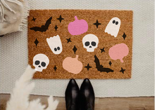 Load image into Gallery viewer, boho spooky pumpkin door mat
