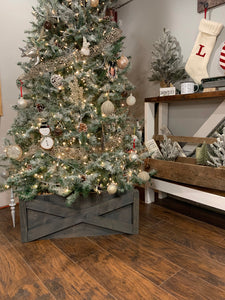 Wood Christmas tree skirt /Box
